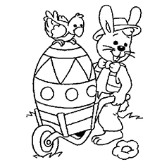 Rabbit Pushes the Cart on Easter coloring page