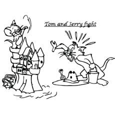 Tom and Jerry Fight Picture to Color