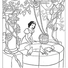 Snow White at the Well coloring page