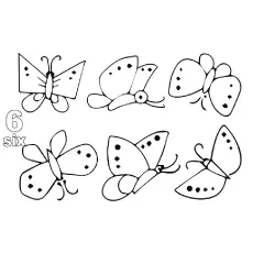 Six Little Butterflies coloring page_image