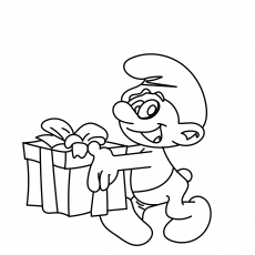 Smurf Bringing Birthday Gift coloring page