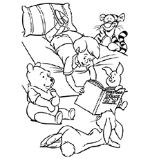 story reading session with christopher robin and winnie the pooh coloring page