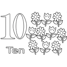 Ten Sweet Flowers coloring page