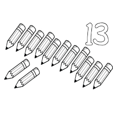 Thirteen Coloring Pencils coloring page