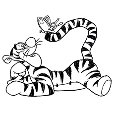 winnie the pooh tigger playing with butterfly coloring page
