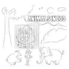 Zoo Trainer with Animals coloring page