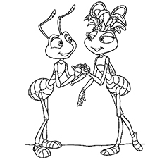 The ant love story coloring page