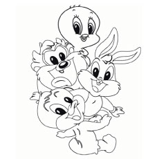 Baby Tweety Along with Friends to Color