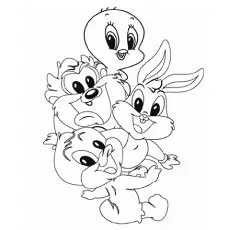 Baby Tweety Along with Friends to Color_image