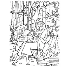 Forest Animals Friends of Sleeping Beauty coloring page