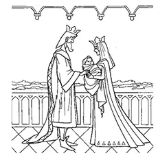 King Stefan and Queen Leah with Baby coloring page