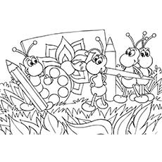 The paint with ants coloring page