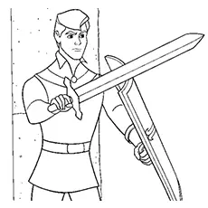 Prince Phillip with Sword in Hand coloring page