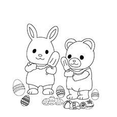 The Sylvanian Family Celebrating Easter coloring page