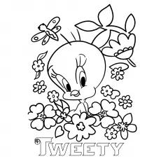 The-tweety-surounded-by-flowers