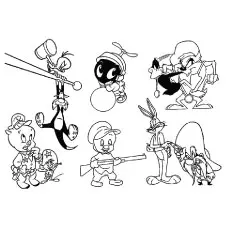 Coloring Page of Tweety with Looney Tunes Characters_image
