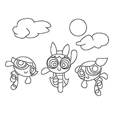 Powerpuffs Girls Trio coloring page
