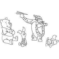 Winnie The Pooh Playing with Friends coloring page