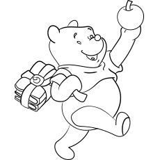 Winnie The Pooh with Books And Fruit coloring page