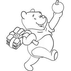 Winnie The Pooh with Books And Fruit coloring page