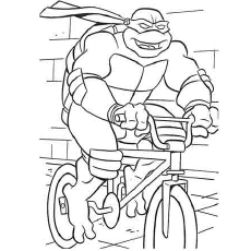 Ninja Turtle Riding Bicycle Coloring Pages