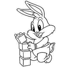 Looney Tune Baby Bugs Bunny Playing With Boxes Coloring Pages