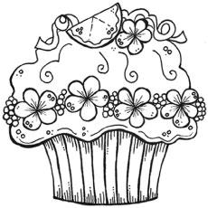 cupcake with candle coloring page