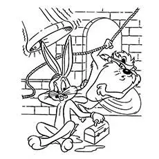 Bugs Bunny Looney Ringing the Bell Coloring Pages 