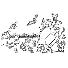 Pikachu and Blastoise Pokemon coloring page