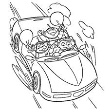 The Toy Aliens In The Car Toy Story coloring page