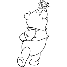 Winnie The PoohPlaying with Butterfly coloring page