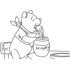 Winnie The Pooh Eating Honey coloring page
