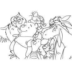Winnie The Pooh with Friends coloring page