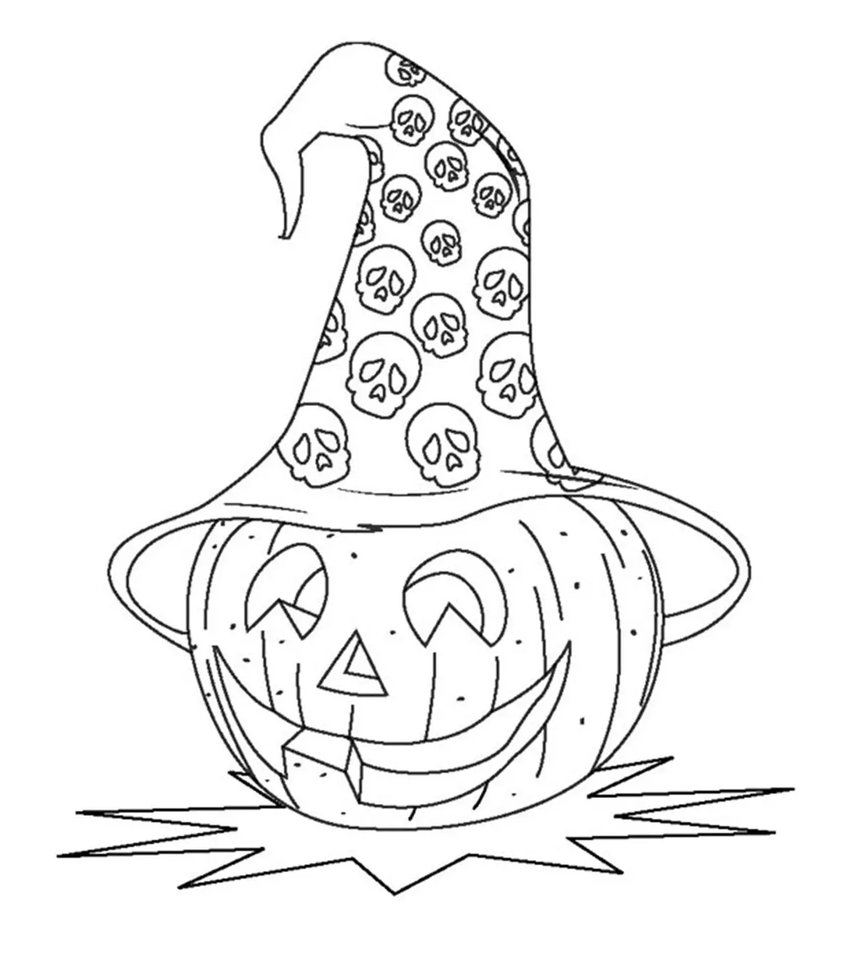 Black outline Halloween pumpkin coloring page