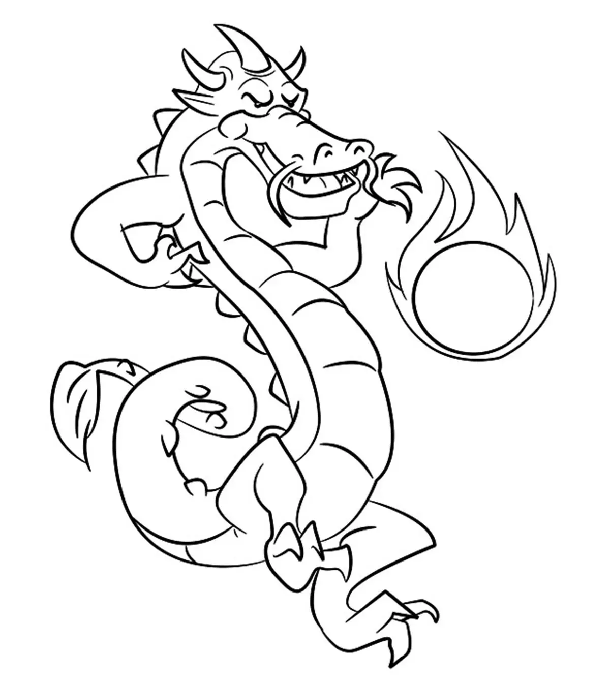 Black outline Chinese dragon coloring page