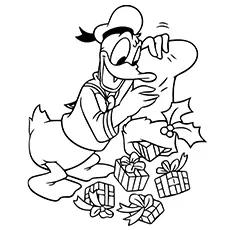 Donald Duck gifts coloring page