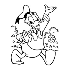 Donald Duck running coloring page