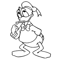 A Cute Donald Duck thinking coloring page