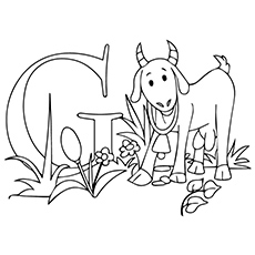 Goat and flower coloring page