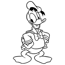 A Cute Cartoon Donald duck posing coloring page