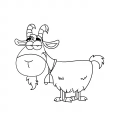 A goat carttoon character on a coloring page