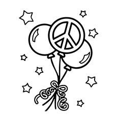 Sign of Peace Balloons Coloring Page