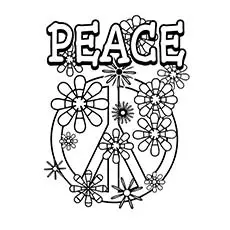 Peace Sign Flower Coloring Pages_image