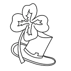 A Shamrock Hat and four leaf coloring page