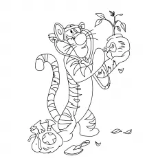 A Tigger Examines His Flower coloring page