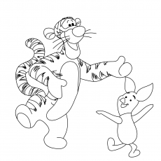 A Tigger Hug Piglet Cartoons Dance coloring page