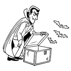 Vampire Opened the Box to get Bats Out of It Coloring Pages