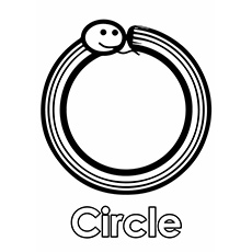 A circle with smiley coloring page