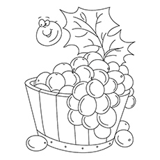 Bucket Of Grapes coloring page