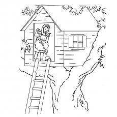 Coloring Picture Of House With A Chimney With 2 Trees 4